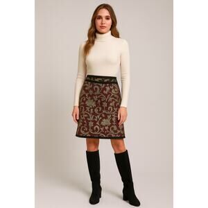 ANTHROPOLOGIE vintage Neesh by DAR jacquard print a line skirt size small